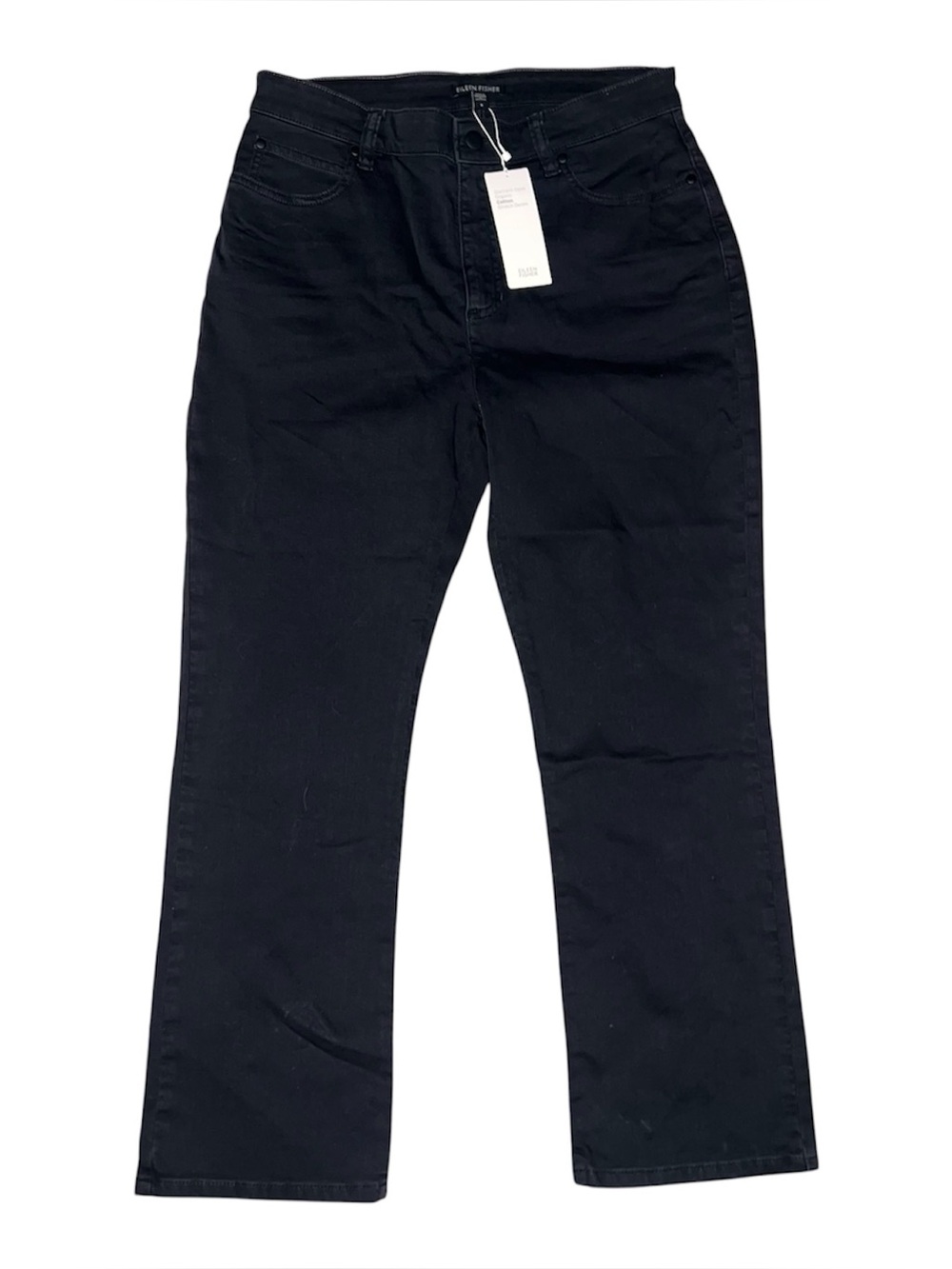Eileen Fisher NWT Black Ankle Cropped BootCut Jeans Size 8 NEW